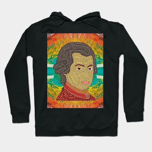 Mozart Portrait with Abstract Background Hoodie by NightserFineArts